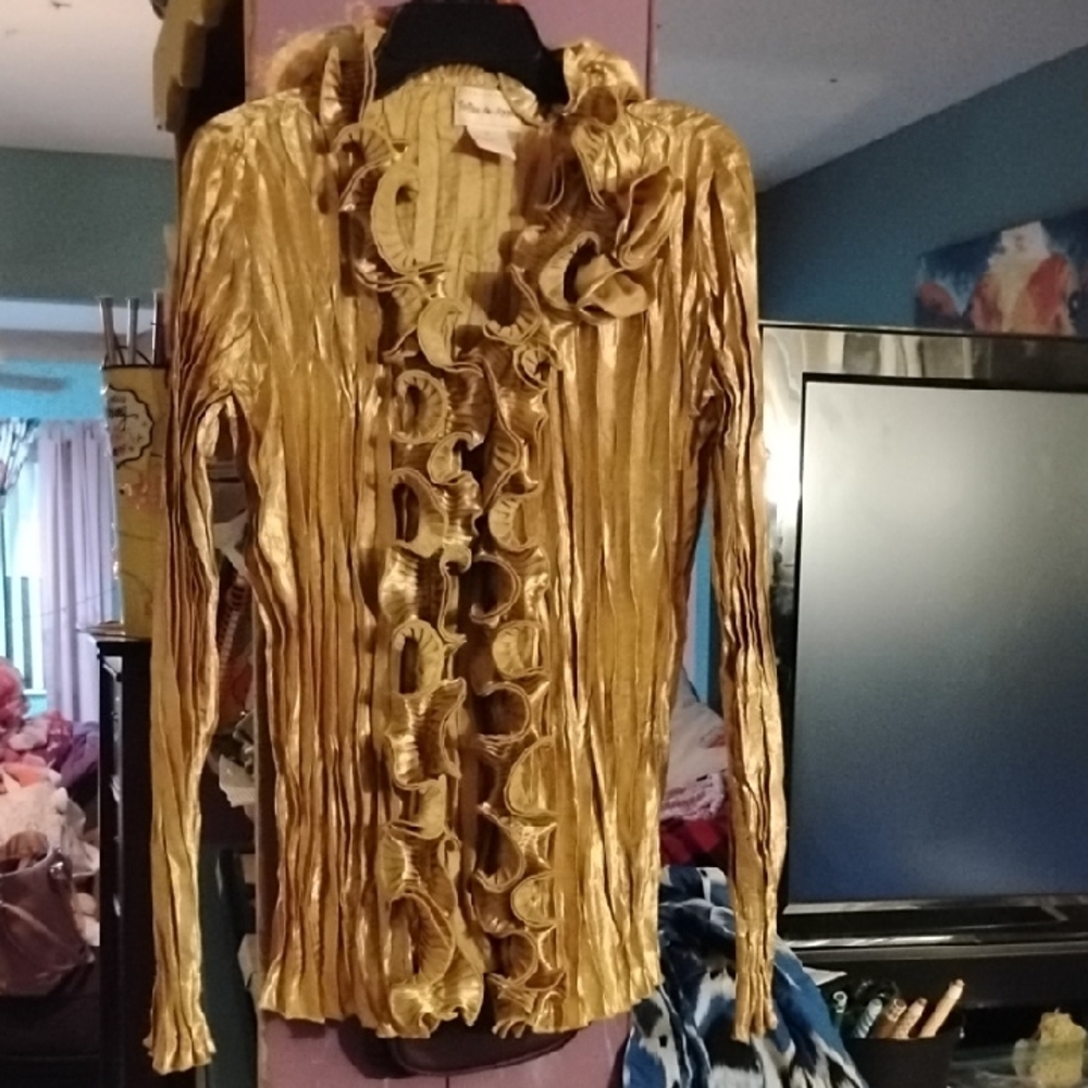 Gold Ruffled Women's Top